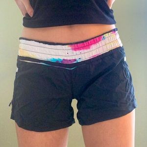Black LULULEMON workout shorts